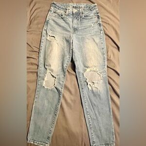 Old Navy Light Blue Distressed Straight Leg Jeans